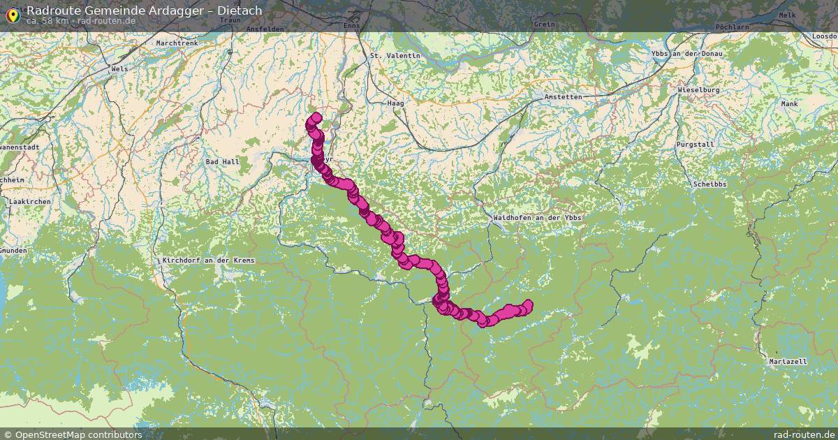Fahrradroute Gemeinde Oed-Öhling – Dietach (39 km) – Rad-Routen.de