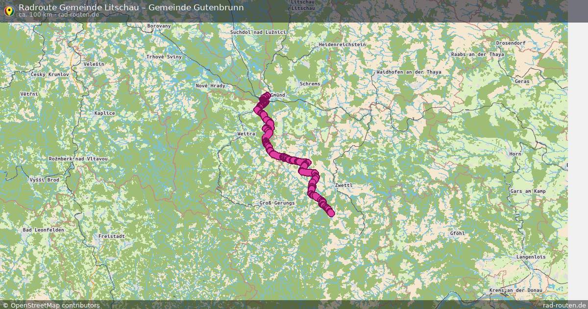 Fahrradroute Gemeinde Großschönau – Gemeinde Arbesbach