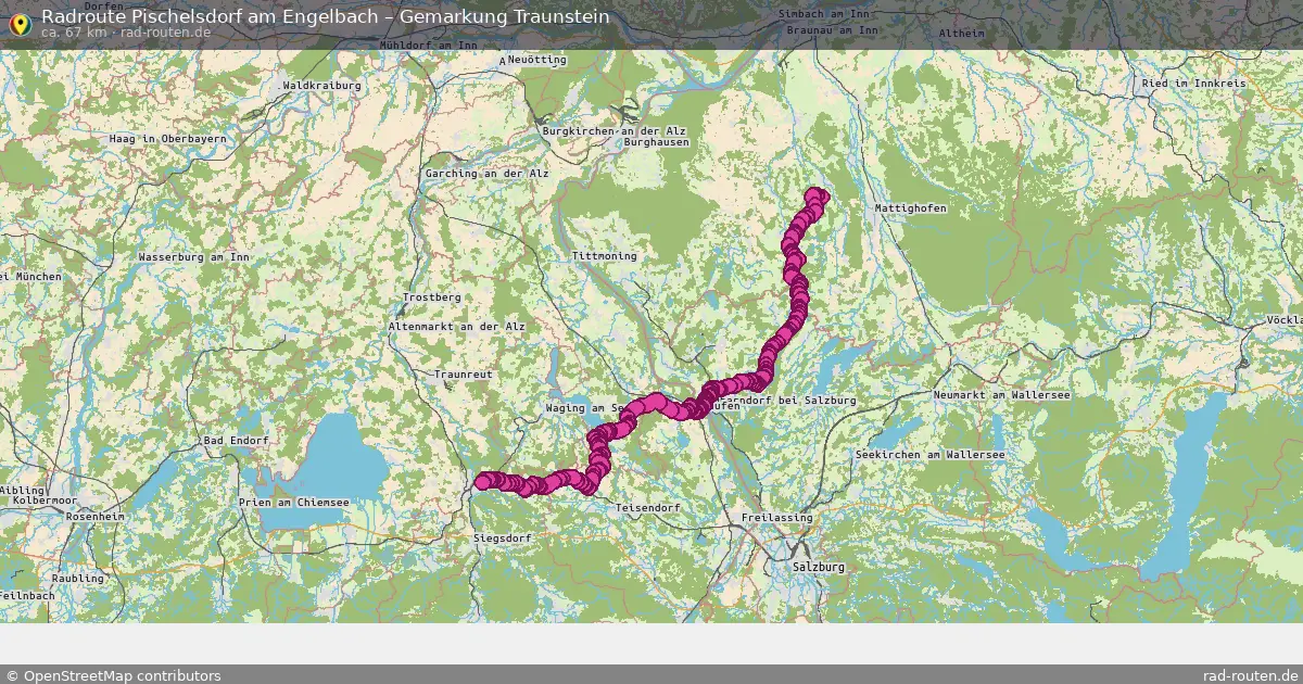 Fahrradroute Pischelsdorf Am Engelbach – Gemarkung Traunstein (67 km) – Rad-Routen.de