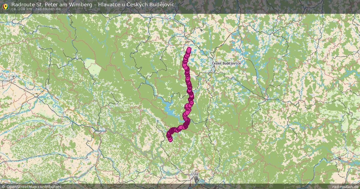 Fahrradroute St. Peter Am Wimberg – Hlavatce U Českých Budějovic