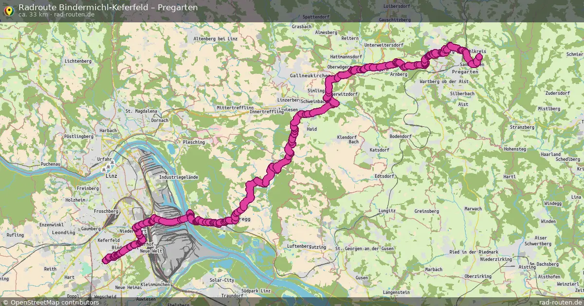 Fahrradroute Bindermichl-Keferfeld – Pregarten