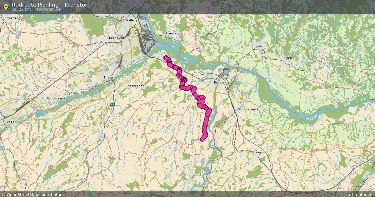 Fahrradroute Pichling – Kronstorf (22 km) – Rad-Routen.de