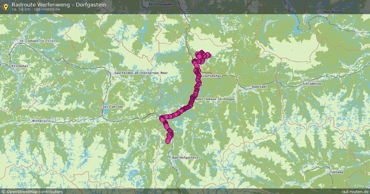 Fahrradroute Werfenweng – Dorfgastein (54 km) – Rad-Routen.de
