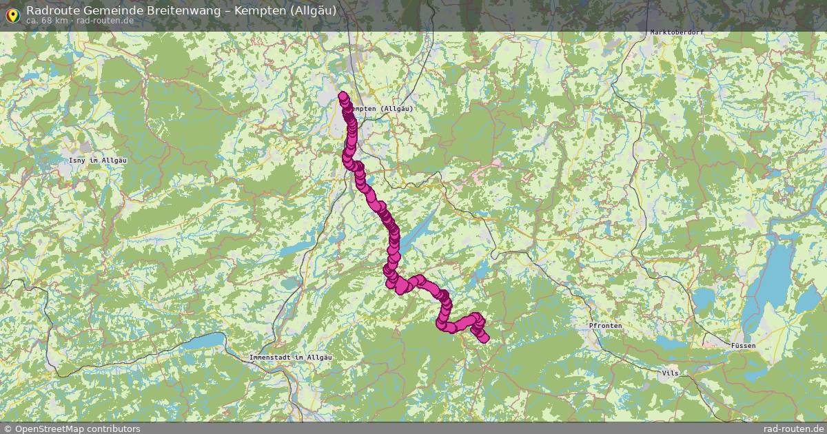 Fahrradroute Gemeinde Breitenwang – Kempten (Allgäu) (68 km) – Rad-Routen.de