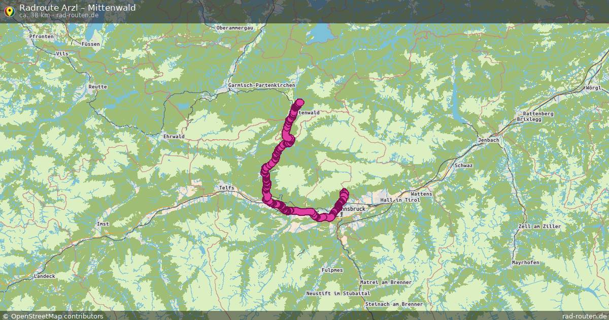 Fahrradroute Arzl – Mittenwald