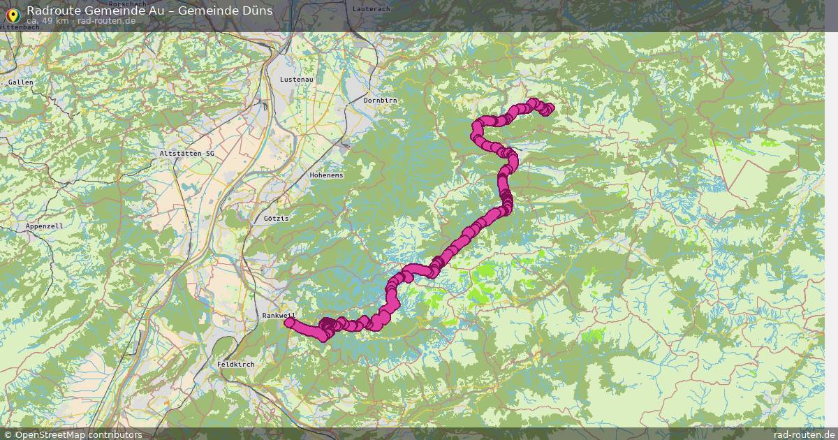 Fahrradroute Gemeinde Au – Gemeinde Düns