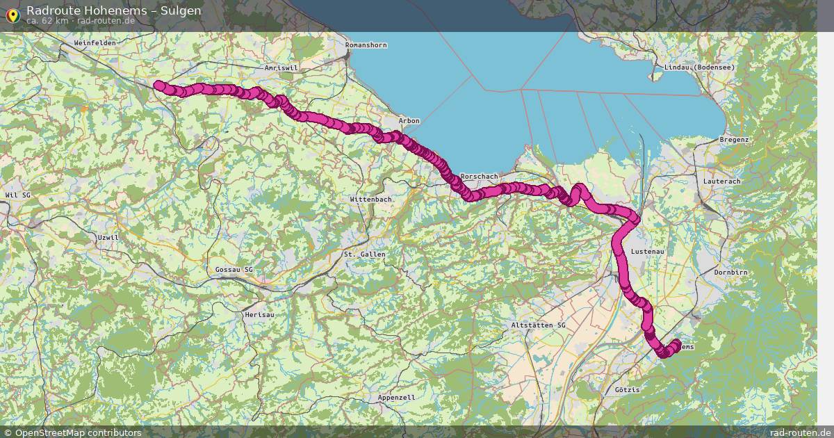 Fahrradroute Hohenems – Sulgen (62 km) – Rad-Routen.de