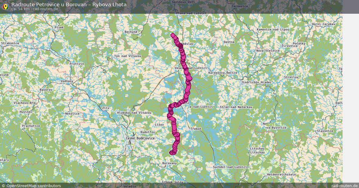 Fahrradroute Petrovice U Borovan – Rybova Lhota