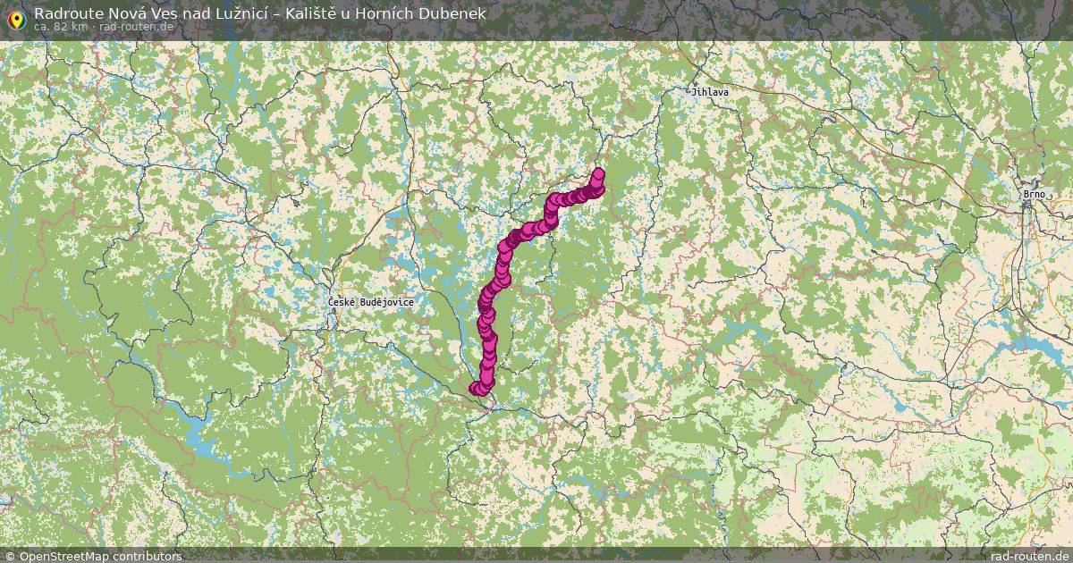 Fahrradroute Nová Ves Nad Lužnicí – Kaliště U Horních Dubenek (82 km) – Rad-Routen.de