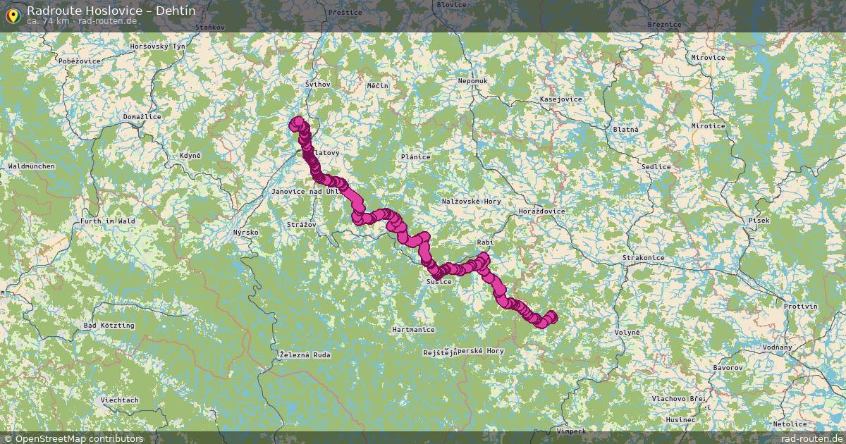Fahrradroute Hoslovice – Dehtín
