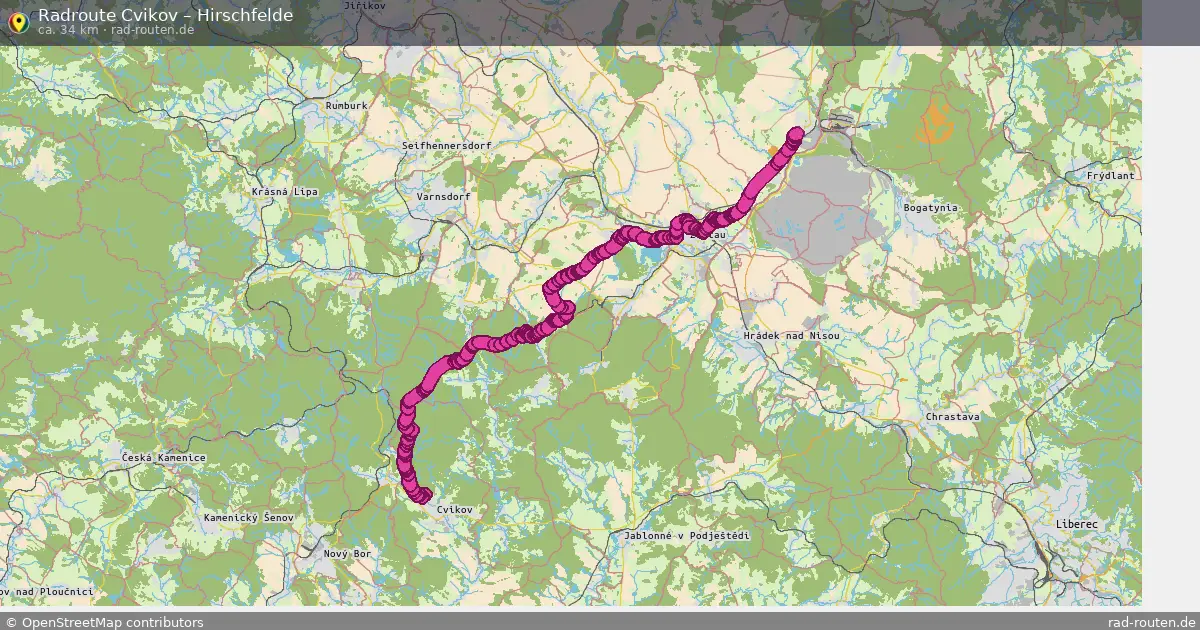 Fahrradroute Cvikov – Hirschfelde (35 km) – Rad-Routen.de