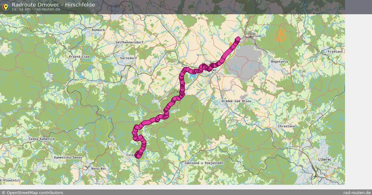 Fahrradroute Drnovec – Hirschfelde (34 km) – Rad-Routen.de