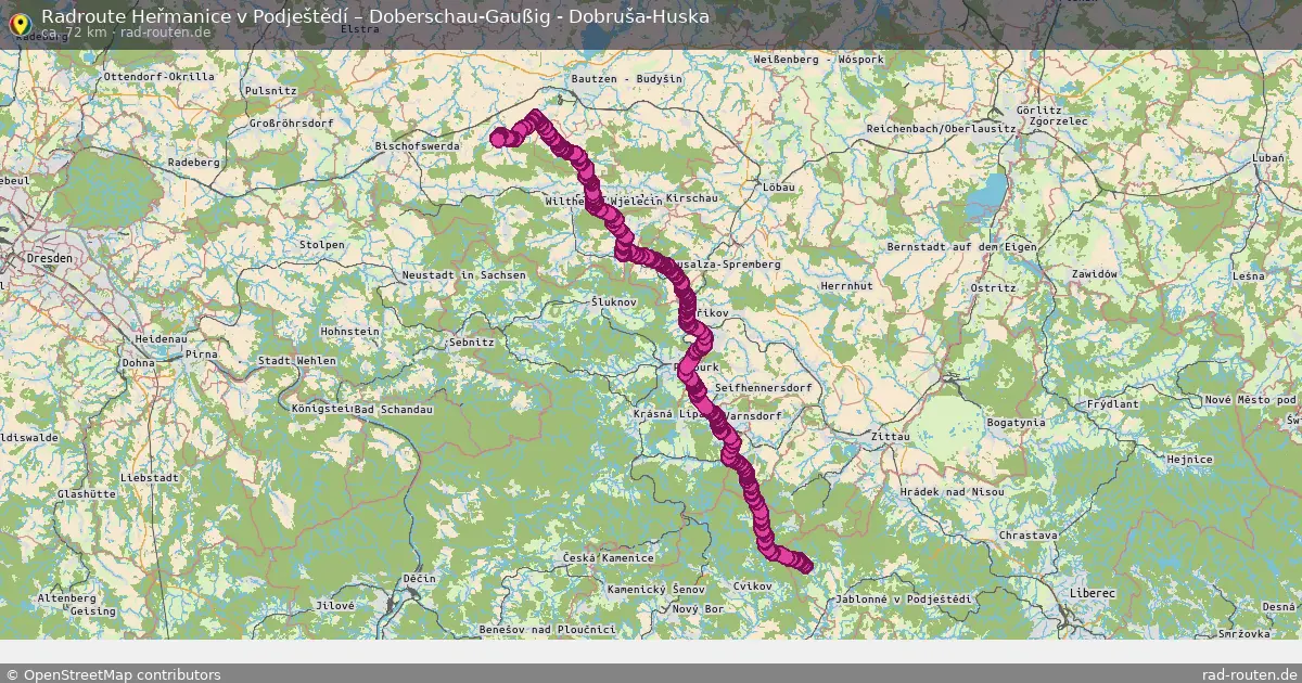 Radtour Heřmanice V Podještědí – Doberschau-Gaußig - Dobruša-Huska