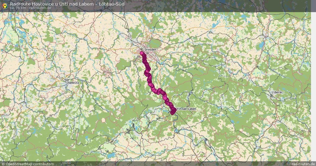 Radtour Hostovice U Ústí Nad Labem – Löbtau-Süd