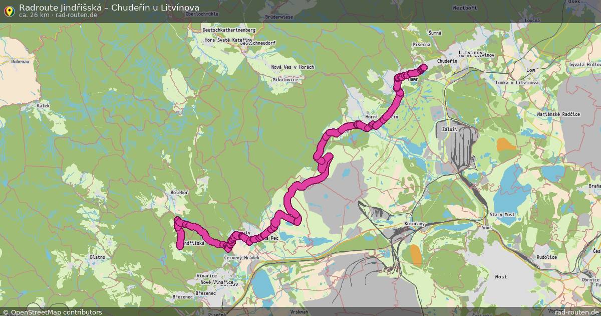 Fahrradroute Jindřišská – Chudeřín U Litvínova