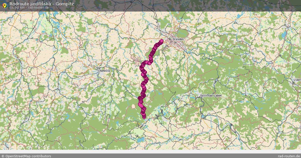 Fahrradroute Jindřišská – Gompitz