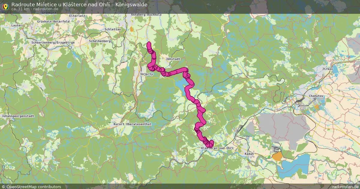 Fahrradroute Miřetice U Klášterce Nad Ohří – Königswalde (31 km) – Rad-Routen.de