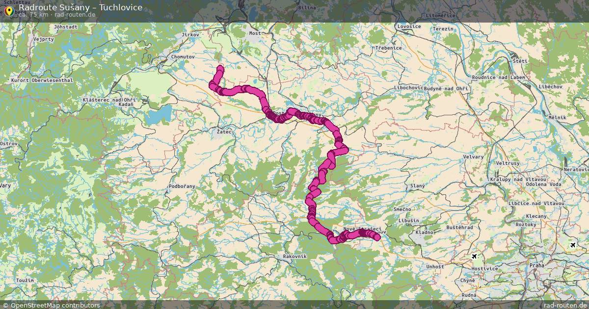 Fahrradroute Sušany – Tuchlovice