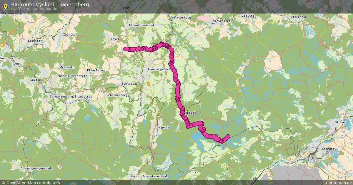Fahrradroute Výsluní – Tannenberg (31 km) – Rad-Routen.de