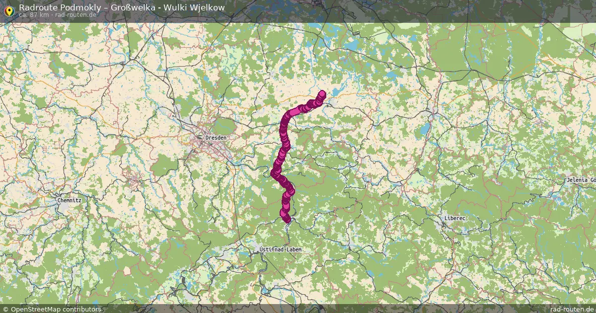 Radtour Podmokly – Großwelka - Wulki Wjelkow