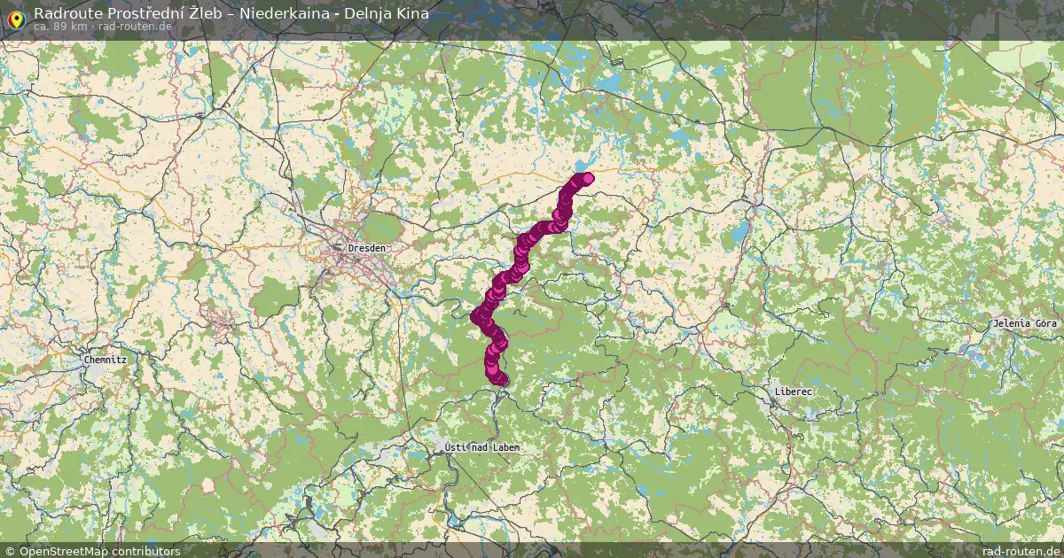 Radtour Prostřední Žleb – Niederkaina - Delnja Kina