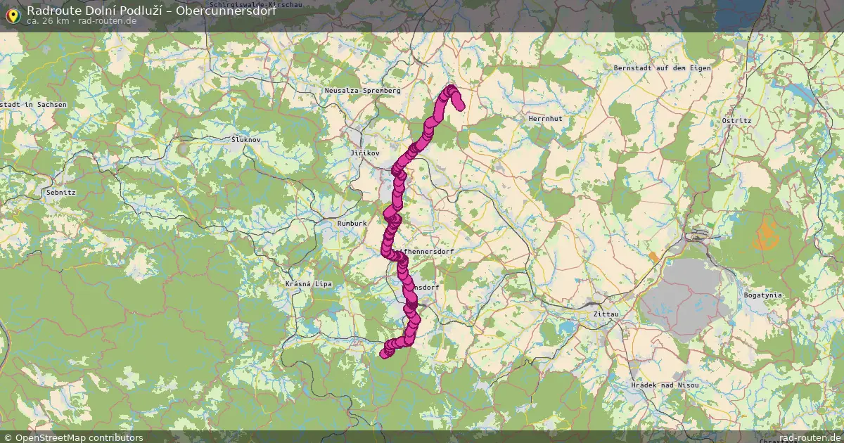 Fahrradroute Dolní Podluží – Obercunnersdorf
