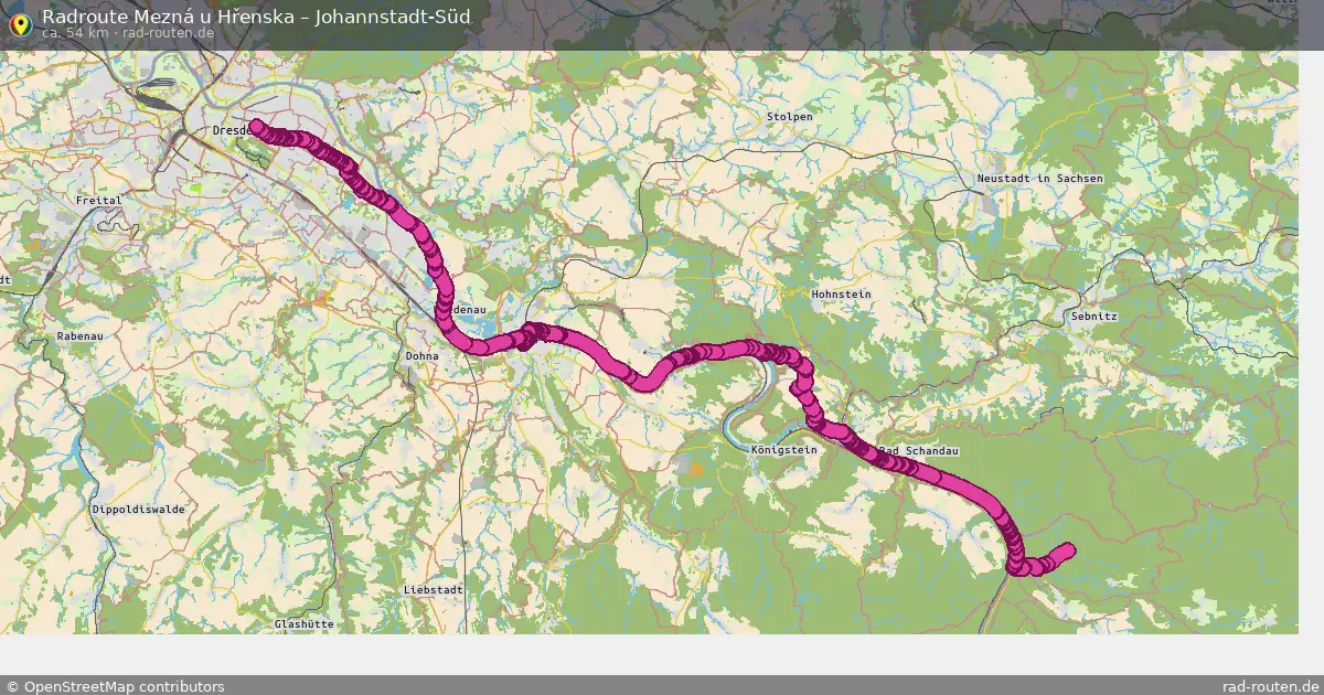Radtour Mezná U Hřenska – Johannstadt-Süd