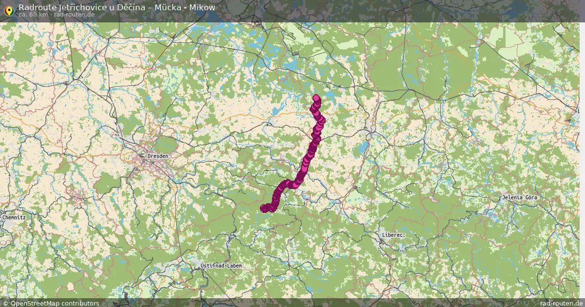 Fahrradroute Jetřichovice U Děčína – Mücka - Mikow