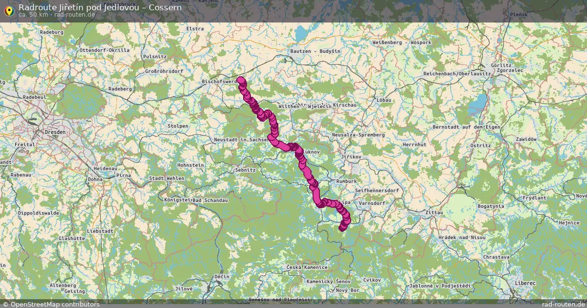 Fahrradroute Jiřetín Pod Jedlovou – Cossern (50 km) – Rad-Routen.de