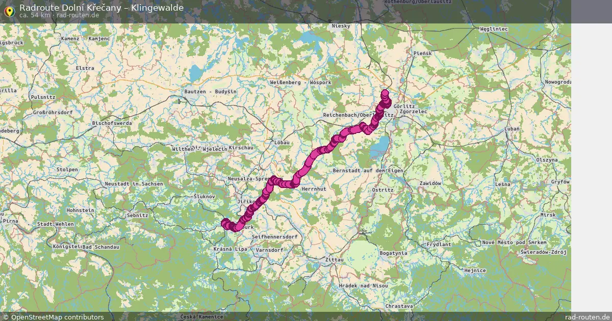 Fahrradroute Dolní Křečany – Klingewalde