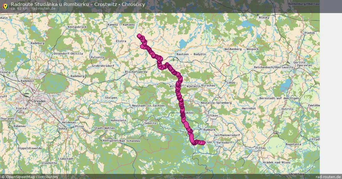 Radtour Studánka U Rumburku – Crostwitz - Chrósćicy