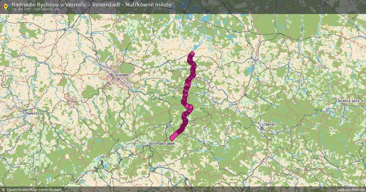 Radtour Rychnov U Verneřic – Innenstadt - Nutřkowne Město