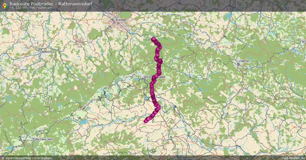 Fahrradroute Podbradec – Rathmannsdorf (110 km) – Rad-Routen.de