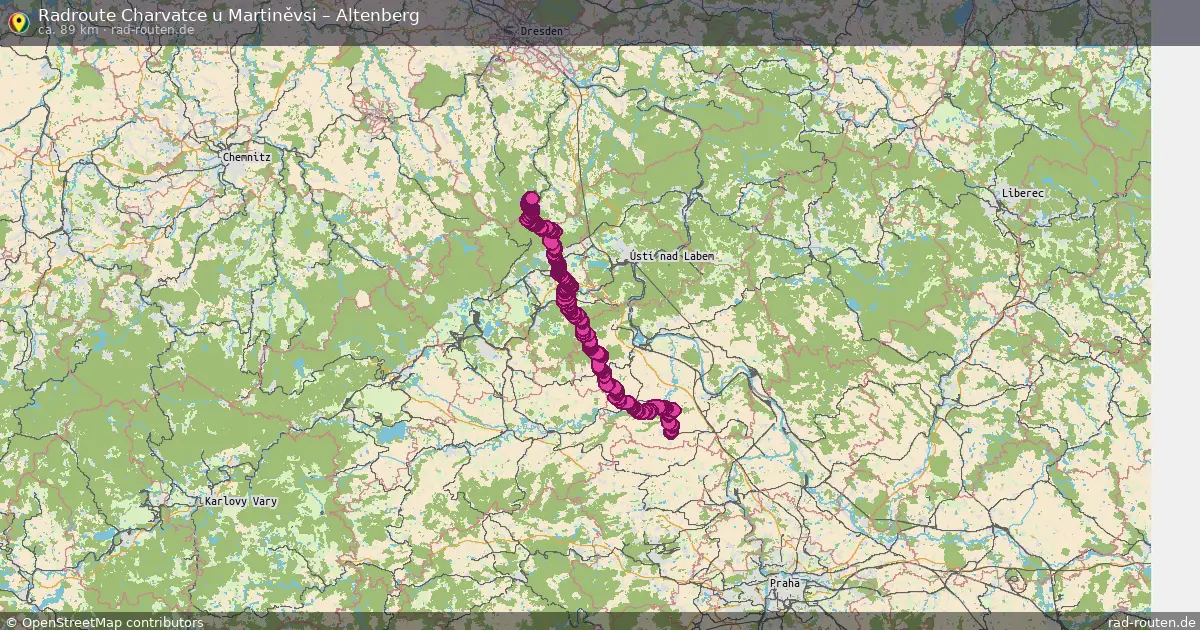 Fahrradroute Charvatce U Martiněvsi – Altenberg (89 km) – Rad-Routen.de