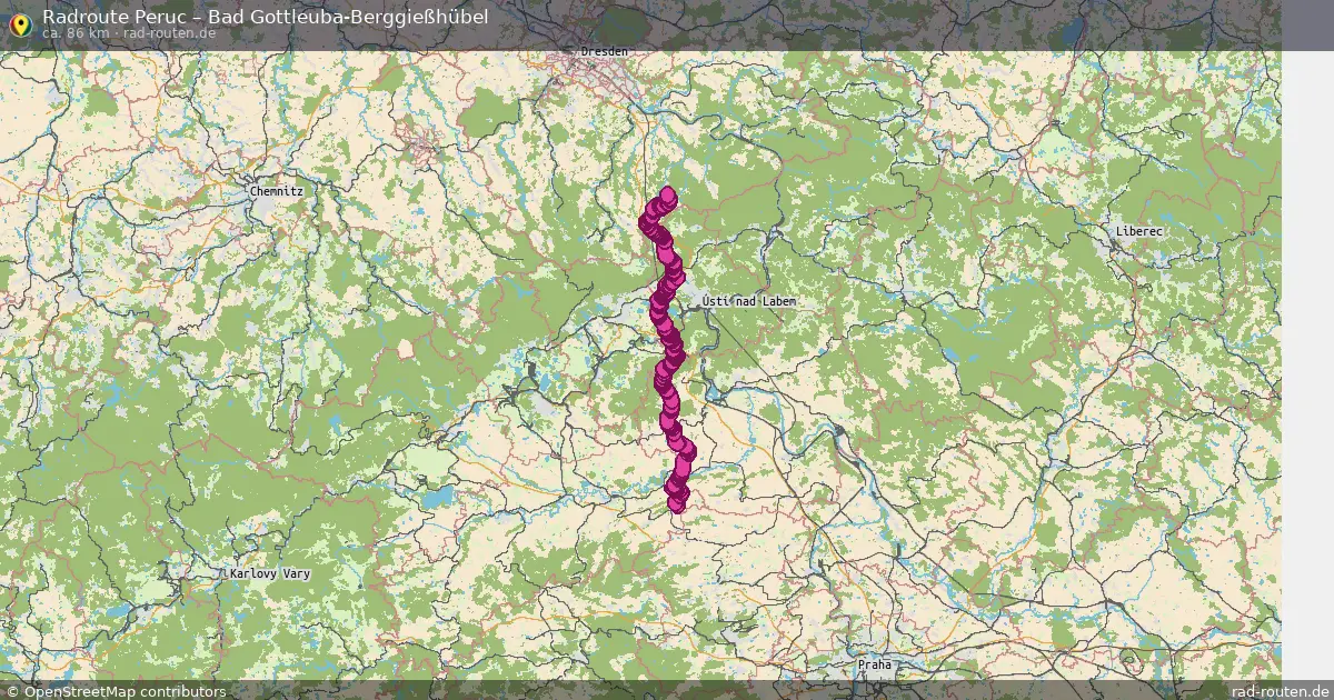 Fahrradroute Peruc – Bad Gottleuba-Berggießhübel (86 km) – Rad-Routen.de