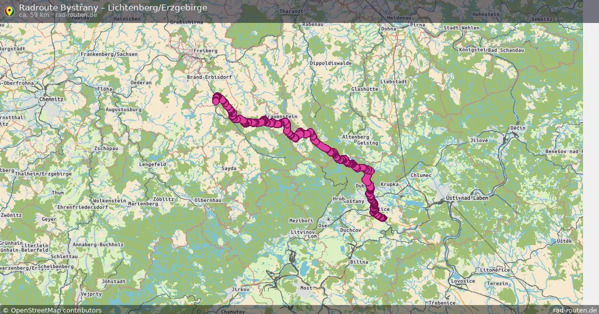 Radtour Bystřany – Lichtenberg Erzgebirge