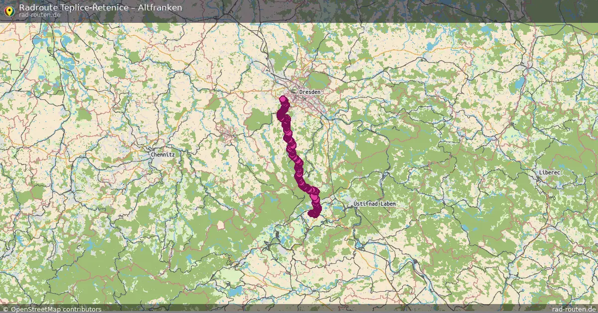 Fahrradroute Teplice-Řetenice – Altfranken