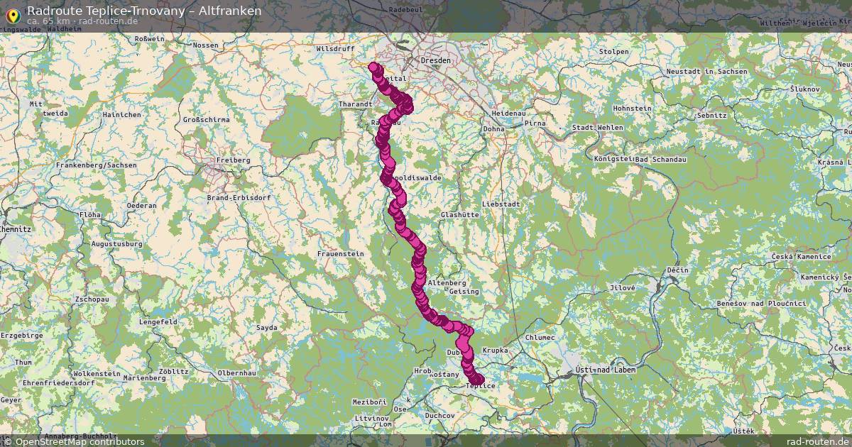 Fahrradroute Teplice-Trnovany – Altfranken