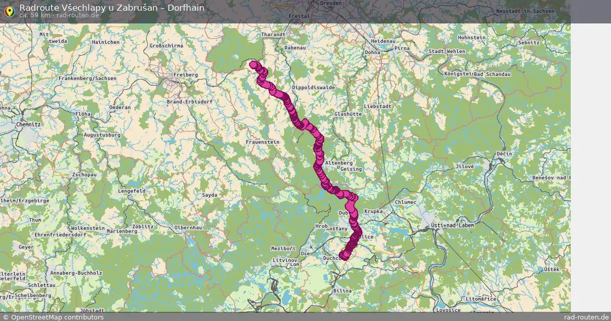 Radtour Všechlapy U Zabrušan – Dorfhain