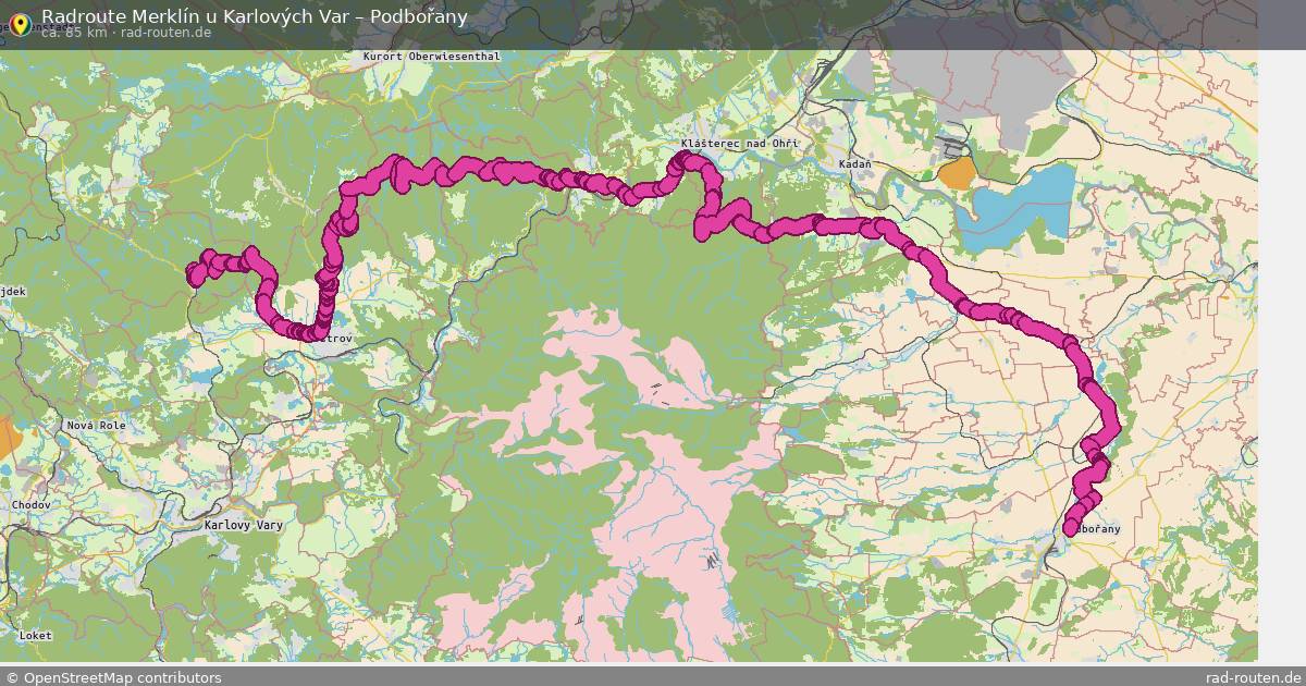 Fahrradroute Merklín U Karlových Var – Podbořany