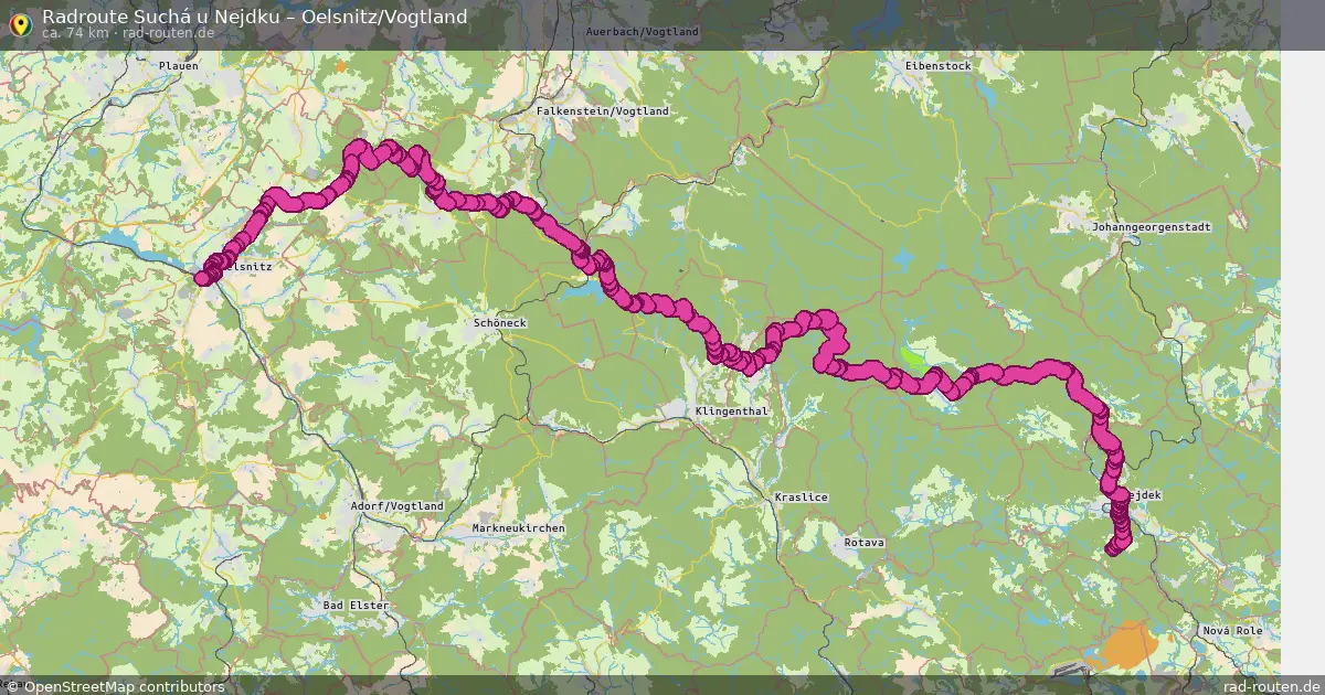 Fahrradroute Suchá U Nejdku – Oelsnitz Vogtland