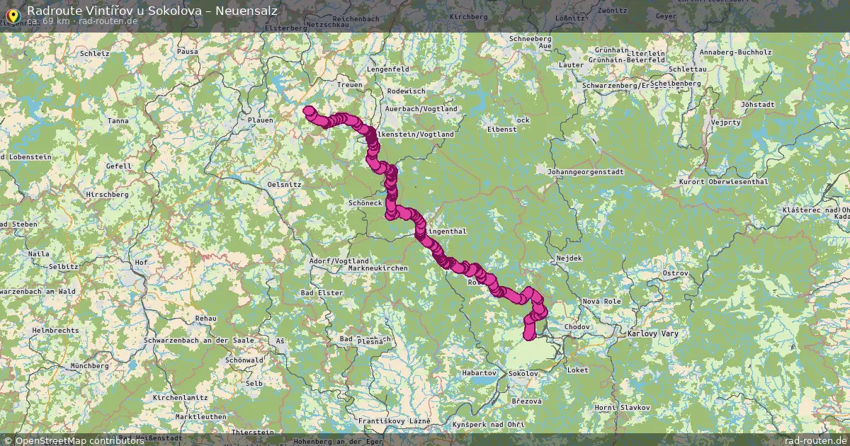 Fahrradroute Vintířov U Sokolova – Neuensalz