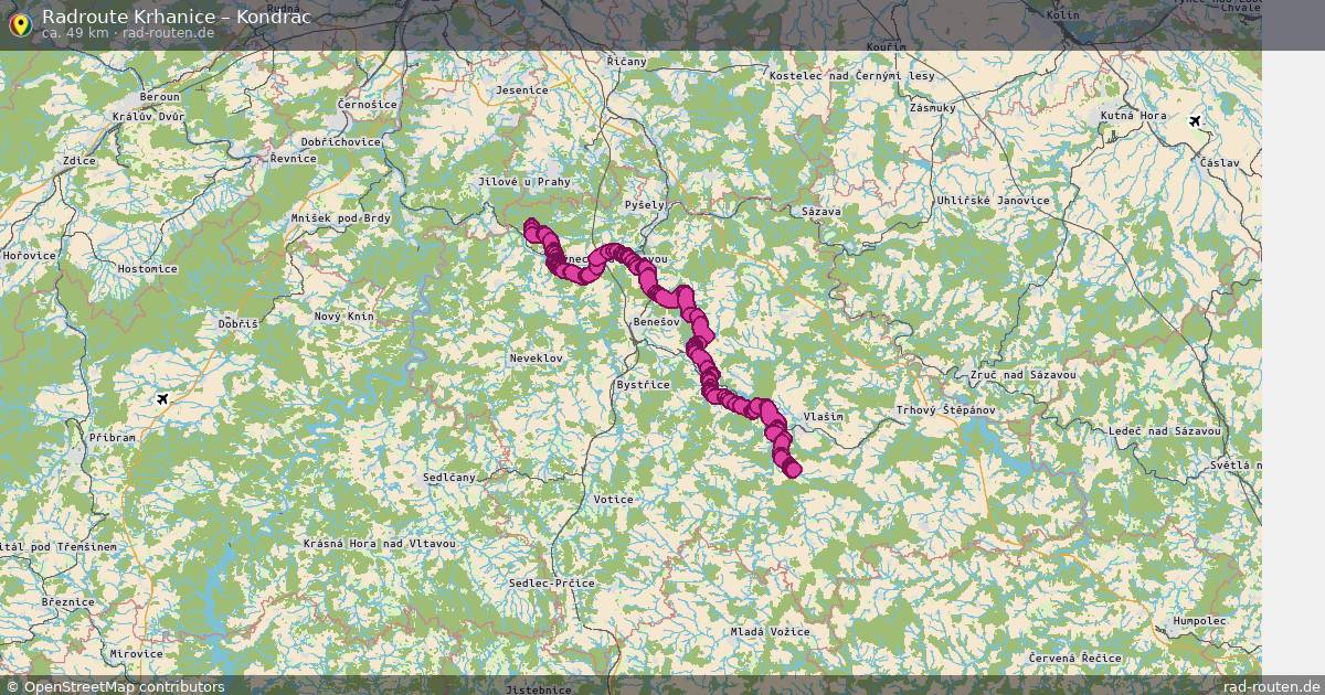 Fahrradroute Krhanice – Kondrac