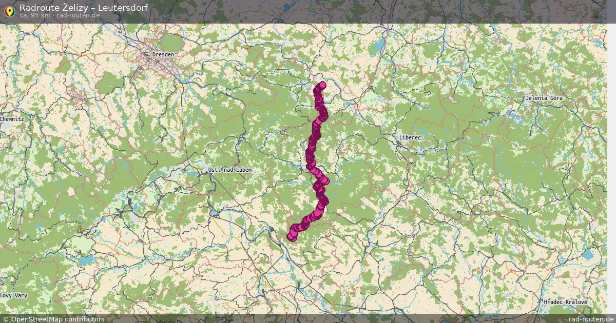 Fahrradroute Želízy – Leutersdorf (94 km) – Rad-Routen.de