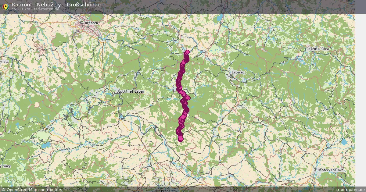 Fahrradroute Nebužely – Großschönau (83 km) – Rad-Routen.de