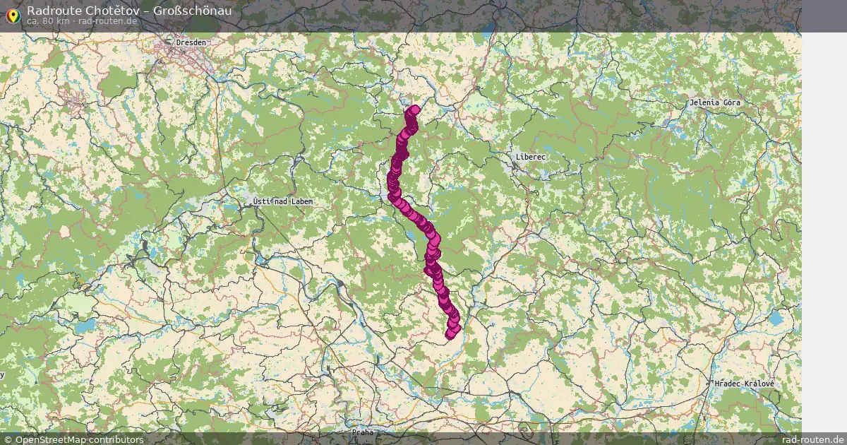Fahrradroute Chotětov – Großschönau (80 km) – Rad-Routen.de