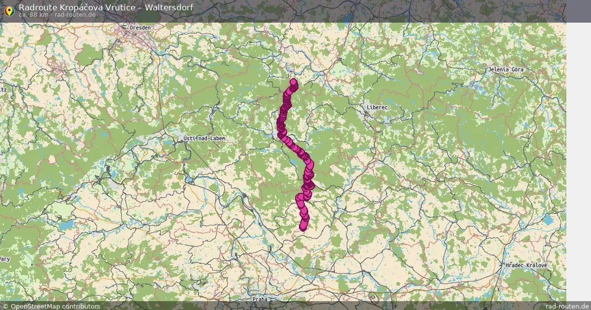 Fahrradroute Kropáčova Vrutice – Waltersdorf (88 km) – Rad-Routen.de