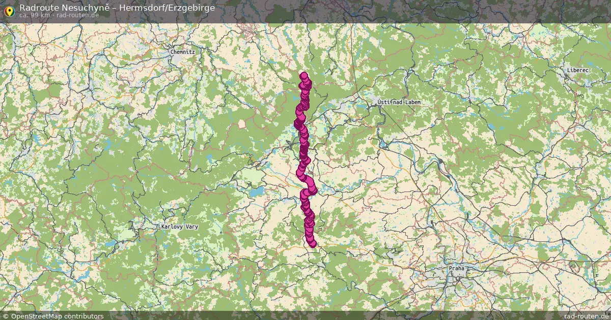 Radtour Nesuchyně – Hermsdorf Erzgebirge