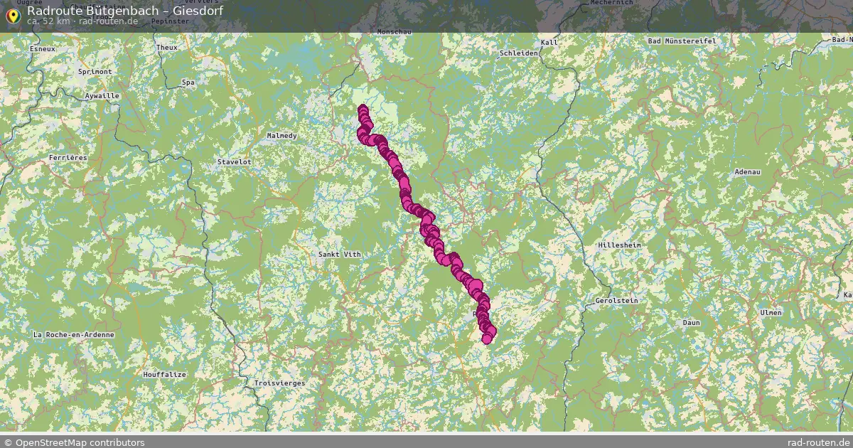Fahrradroute Bütgenbach – Giesdorf (52 km) – Rad-Routen.de
