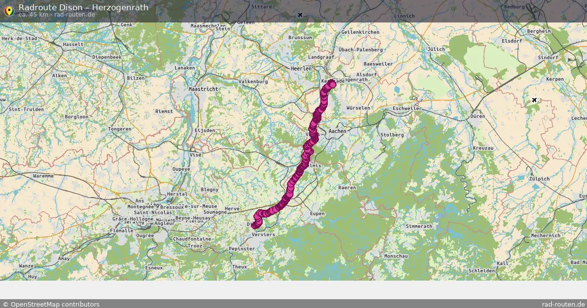 Fahrradroute Dison – Herzogenrath (45 km) – Rad-Routen.de